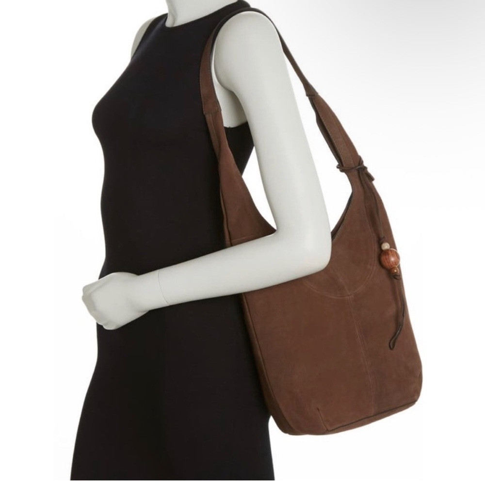 Y2K Lucky Brand Suede Chocolate Brown Hobo Bag with Tassel